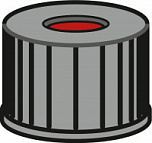 N8 PP cap, black, center hole PTFE/Sil/PTFE,pk/100