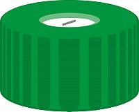 N9 PP cap, green center hole,SIL/PTFE blue, pk/100