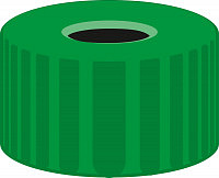 N 9 PP screw cap, green, center hole, pk/100