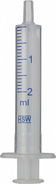 Disposable syringe, Luer tip,  2mL