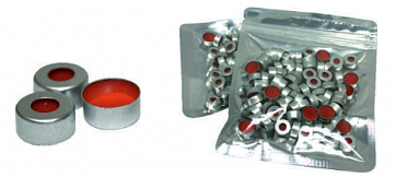 Aluminium crimp cap, 11mm, PTFE/red Rubber, pk/100