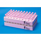 50 Pos. Pink PP Rack for 12mm Vials, autoclavable